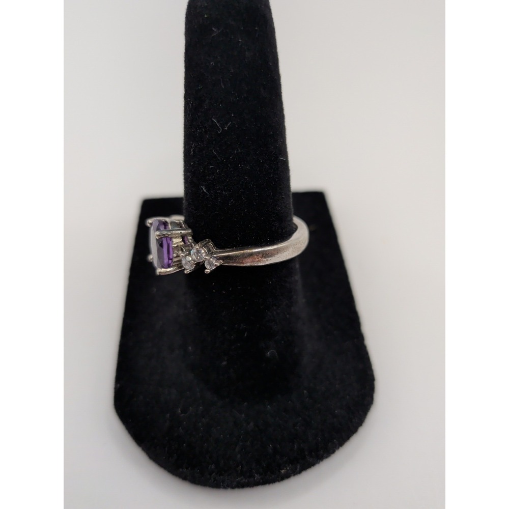 Oval Natural‎ Amethyst Sterling Silver Ring Size 6.5 - Picture 2 of 3